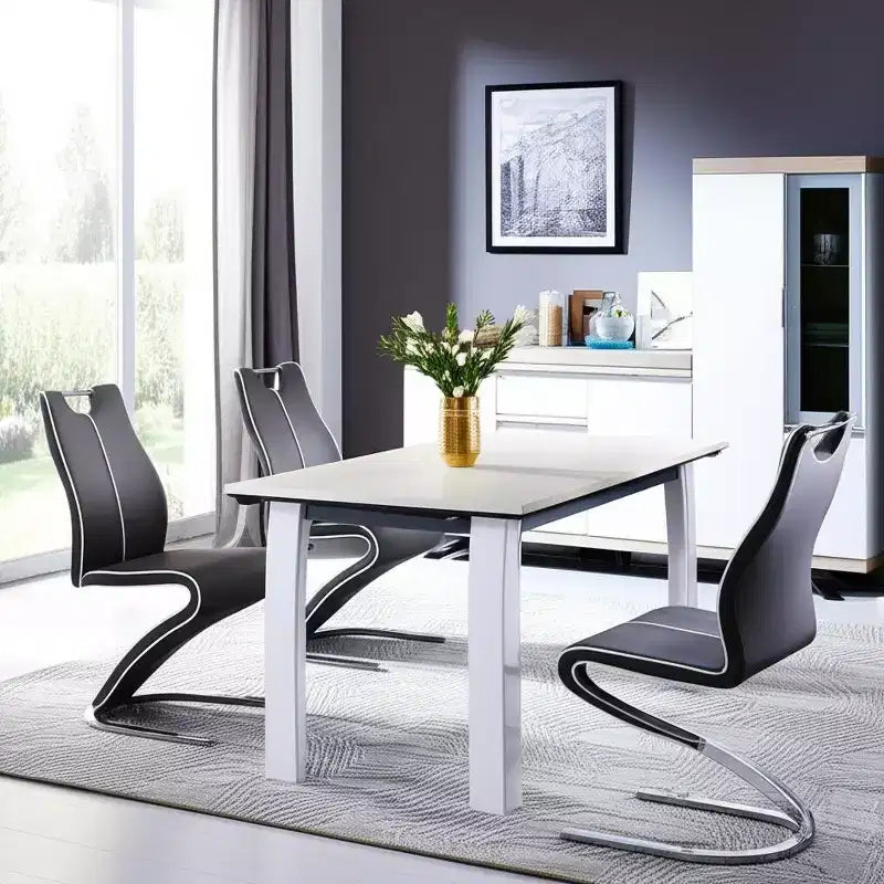 HomeRoots Set of Two Gray White and Silver Upholstered Dining Side Chairs