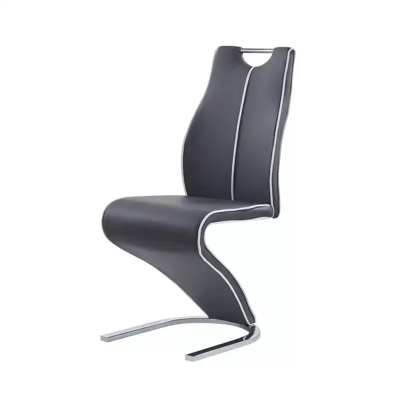 HomeRoots Set of Two Gray White and Silver Upholstered Dining Side Chairs
