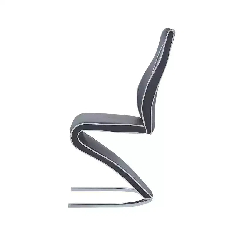 HomeRoots Set of Two Gray White and Silver Upholstered Dining Side Chairs