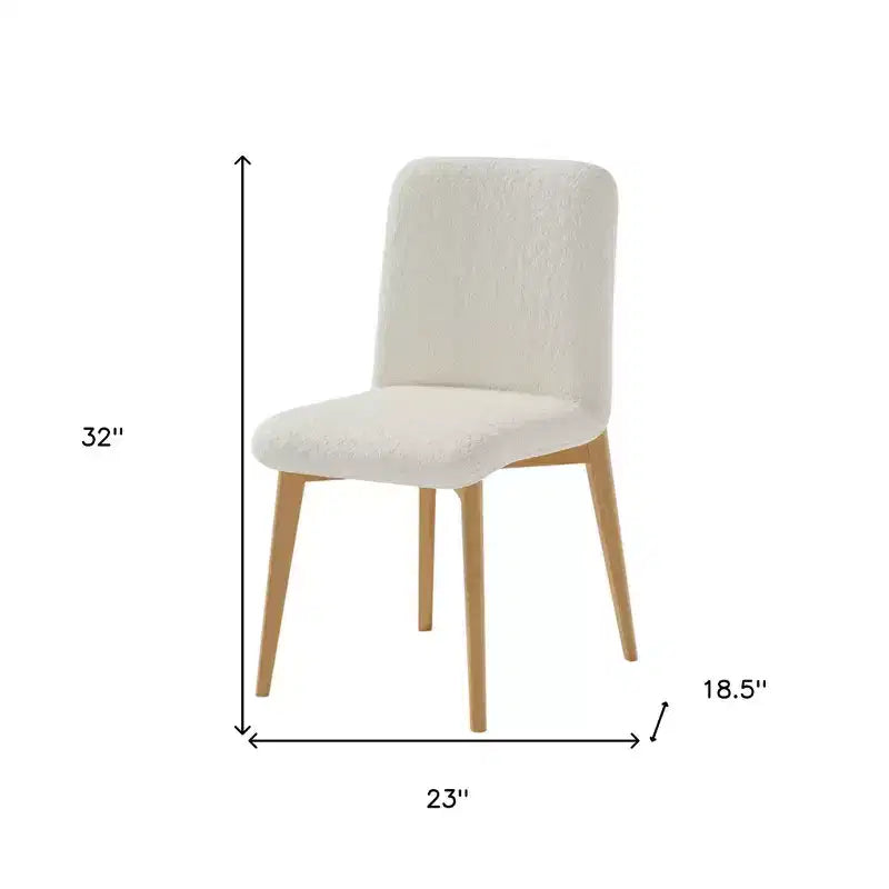 HomeRoots Set of Two Off White And Natural Boucle Upholstered Dining Side Chairs