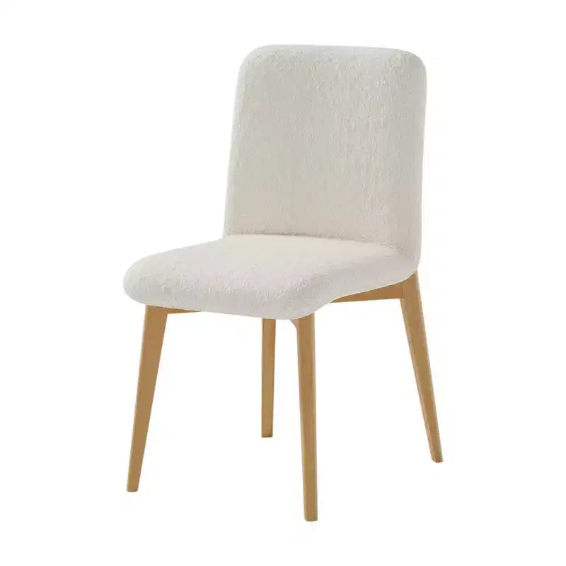 HomeRoots Set of Two Off White And Natural Boucle Upholstered Dining Side Chairs