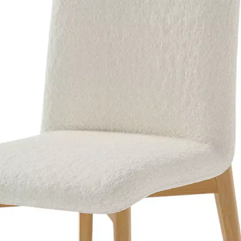 HomeRoots Set of Two Off White And Natural Boucle Upholstered Dining Side Chairs