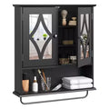 RoyalCraft Bathroom Medicine Cabinet, Wall Mount Storage with Mirror, Towel Bar, and Adjustable Shelves for Wash Room, Laundry, Black