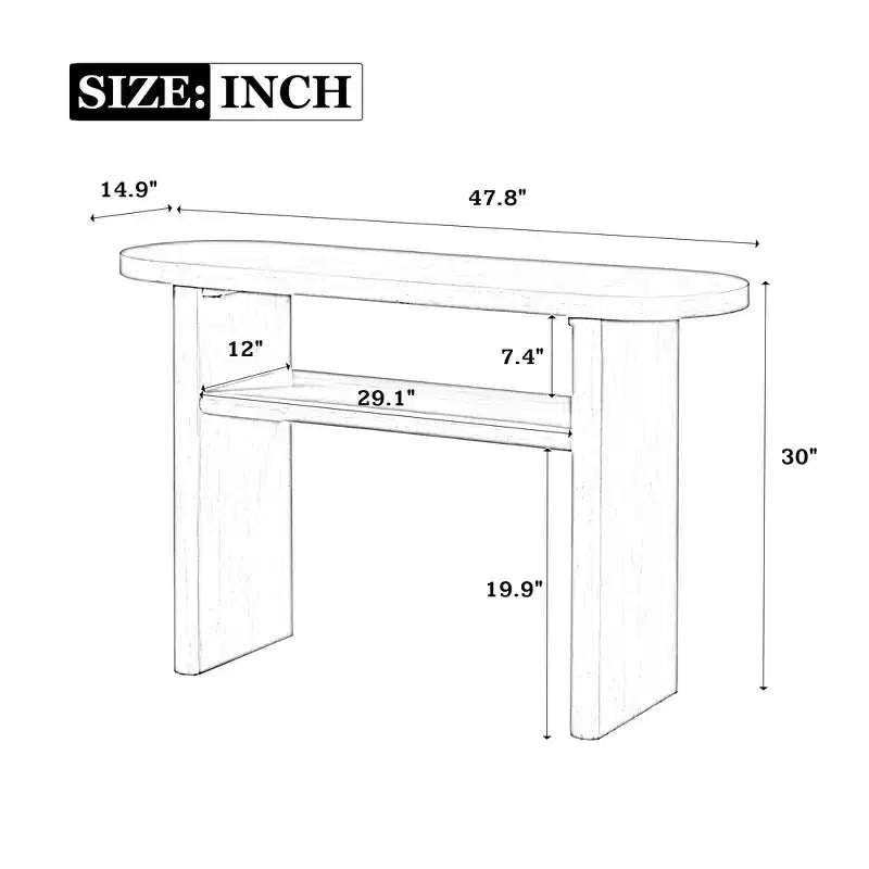 MAYEERTY Elegant Minimalist Console Table with Rounded Edges and Sturdy Shelf Design for Living Room Espresso