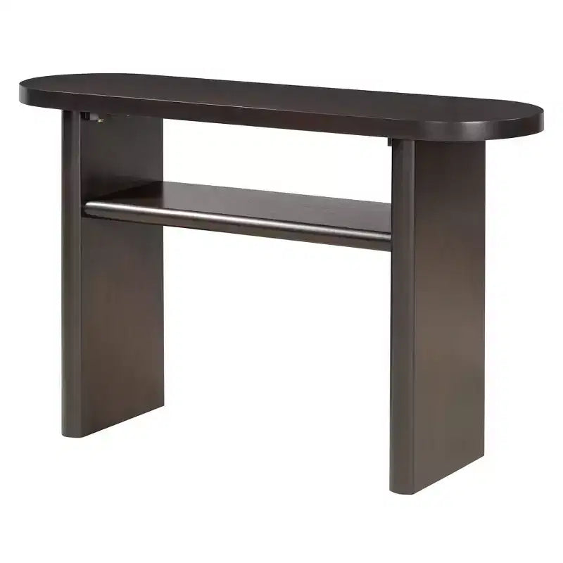 MAYEERTY Elegant Minimalist Console Table with Rounded Edges and Sturdy Shelf Design for Living Room Espresso
