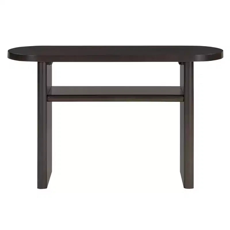 MAYEERTY Elegant Minimalist Console Table with Rounded Edges and Sturdy Shelf Design for Living Room Espresso