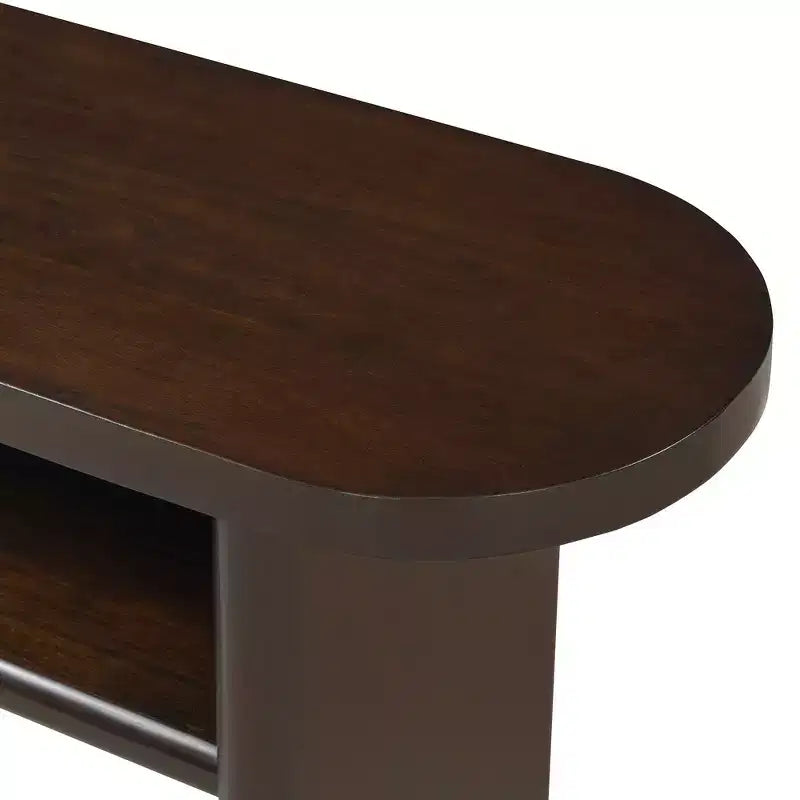 MAYEERTY Elegant Minimalist Console Table with Rounded Edges and Sturdy Shelf Design for Living Room Espresso