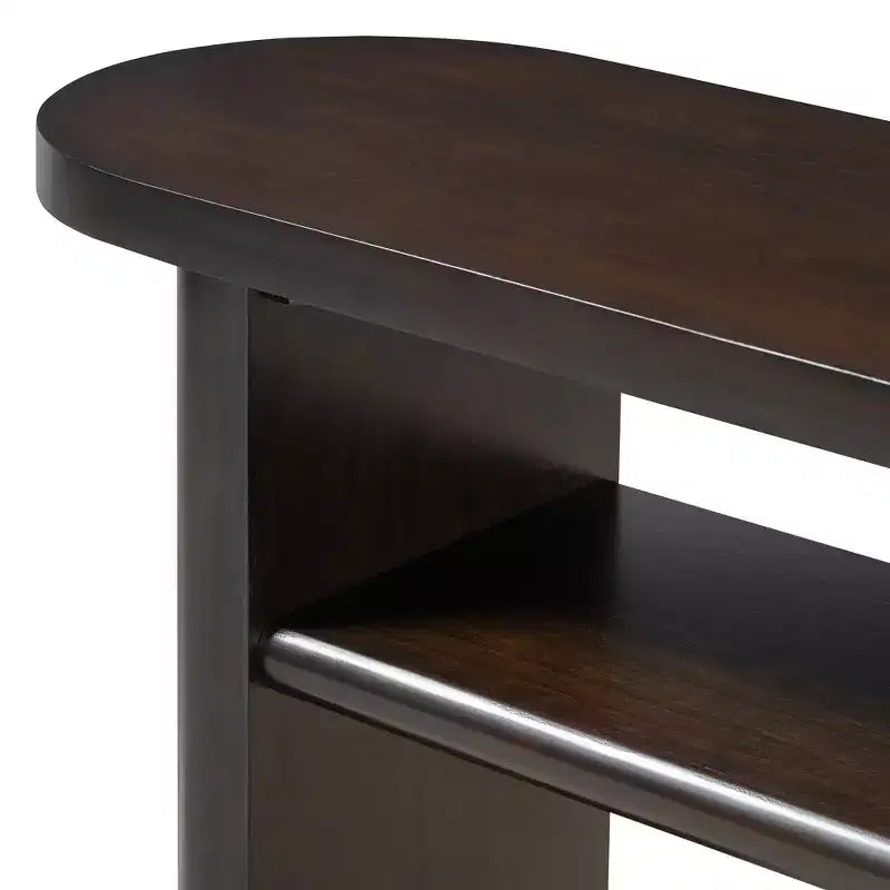 MAYEERTY Elegant Minimalist Console Table with Rounded Edges and Sturdy Shelf Design for Living Room Espresso