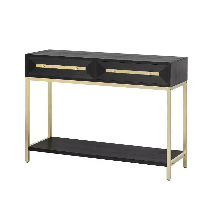 MAYEERTY Console Table with Two Drawers Retro Striking Geometric Design for Living Room Black