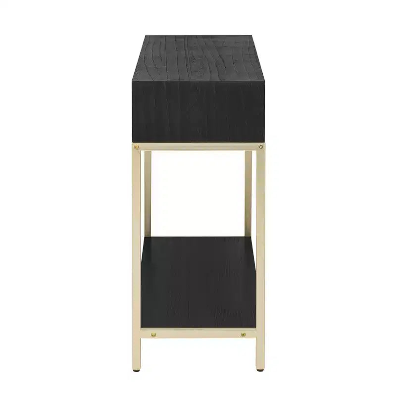 MAYEERTY Console Table with Two Drawers Retro Striking Geometric Design for Living Room Black