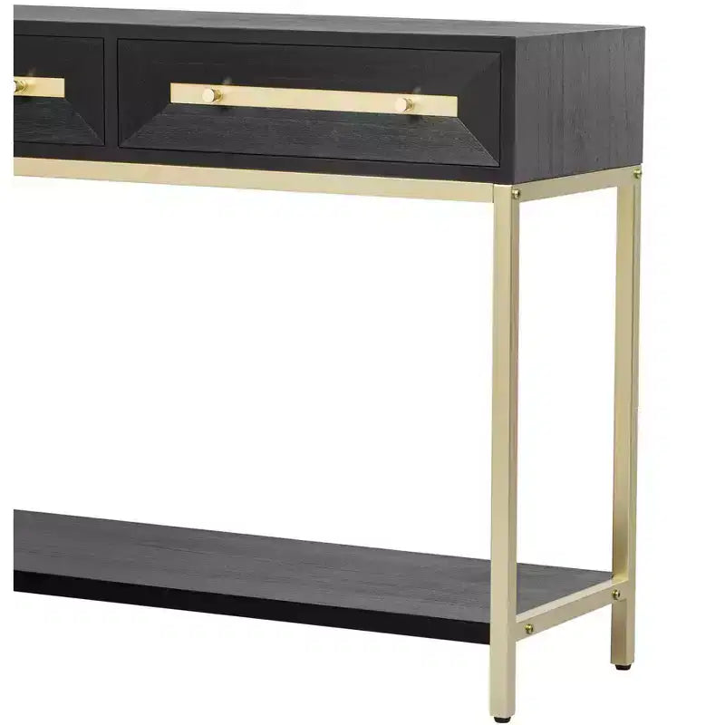 MAYEERTY Console Table with Two Drawers Retro Striking Geometric Design for Living Room Black