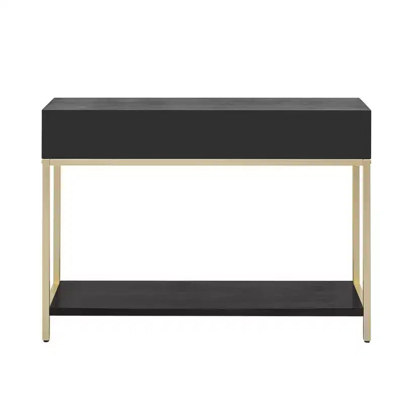 MAYEERTY Console Table with Two Drawers Retro Striking Geometric Design for Living Room Black