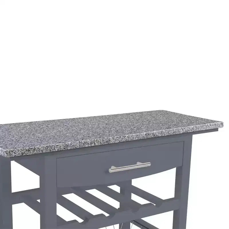 30Mobile Rolling Kitchen Island Trolley Serving Cart with Underneath Drawer & Slide-Out Wire Storage Basket