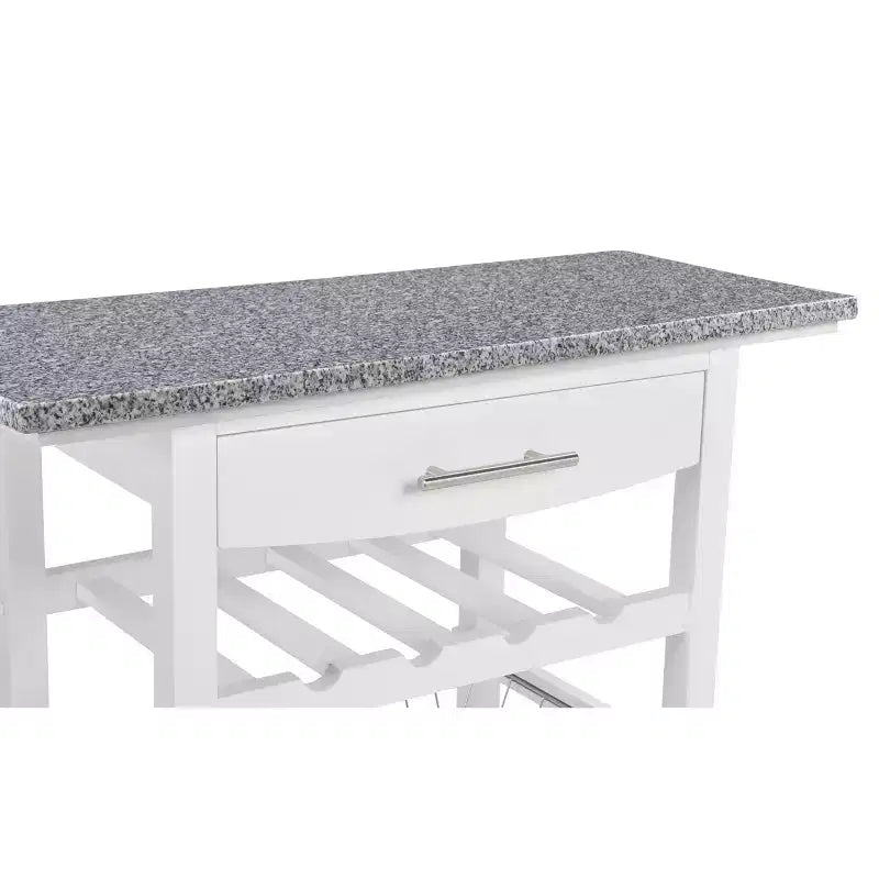 30Mobile Rolling Kitchen Island Trolley Serving Cart with Underneath Drawer & Slide-Out Wire Storage Basket