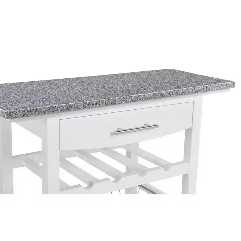 30Mobile Rolling Kitchen Island Trolley Serving Cart with Underneath Drawer & Slide-Out Wire Storage Basket