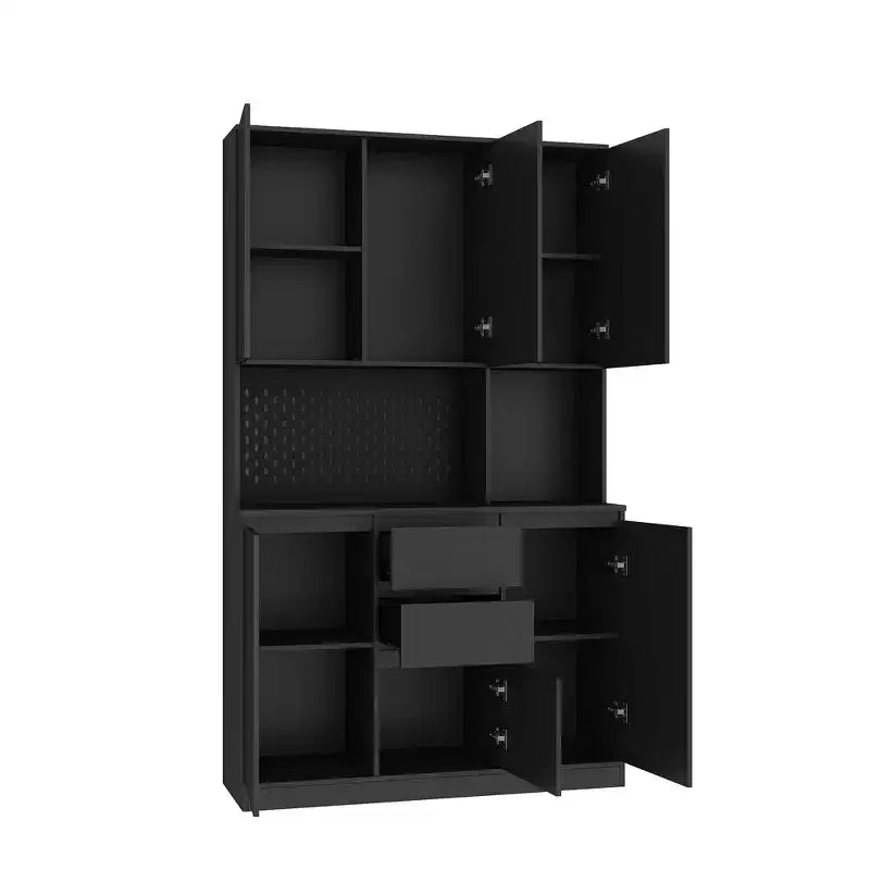 GDFStudio Reginald Modern 74 Freestanding Kitchen Tall Cabinet with 6 Doors and 2 Drawers