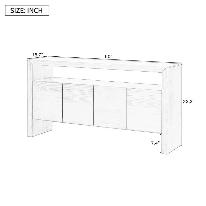 Merax Modern 4-Door Sideboard with Open Shelf