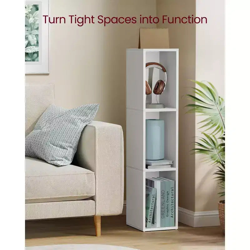 Cube Bookcase, Open Shelf Organizer for Living Room/Office, Space-Saving Corner Design, Tool-Free Assembly