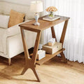 Lantine 2-Tier Solid Wood End Table, Storage Shelves Side Table with Sturdy Legs, for Small Spaces, Bedroom, Apartment