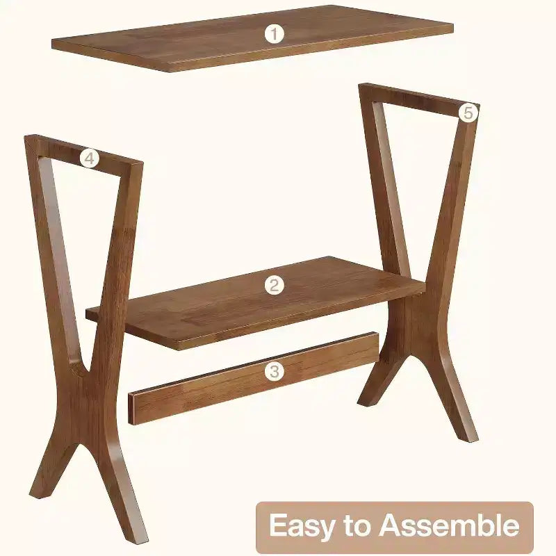 Lantine 2-Tier Solid Wood End Table, Storage Shelves Side Table with Sturdy Legs, for Small Spaces, Bedroom, Apartment