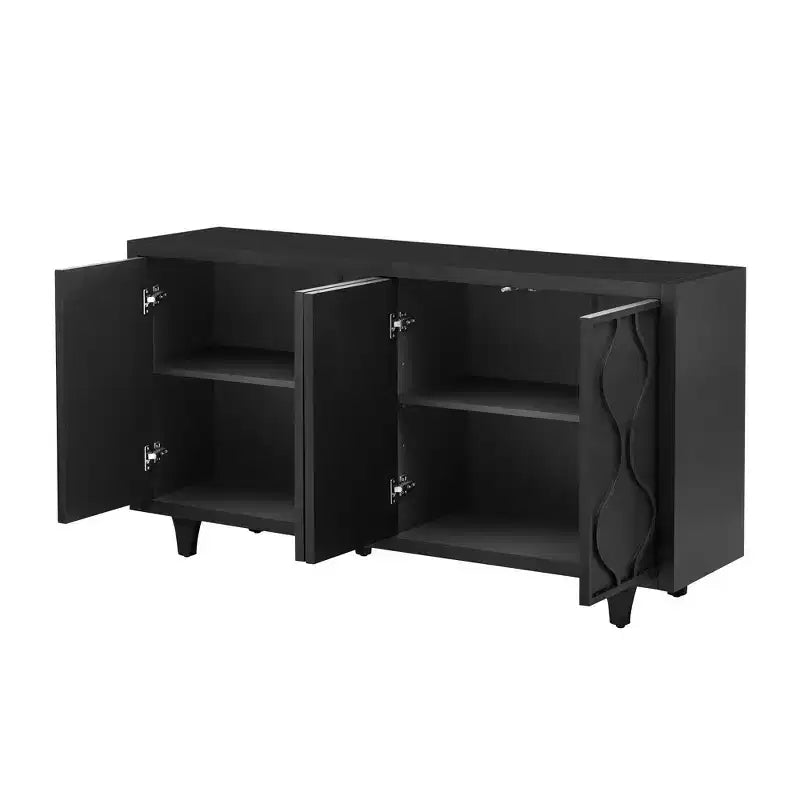 Okak Wooden Sideboard Buffet, Storage Cabinet with Embossed Curved Doors, Console Table for Kitchen Living Room Study