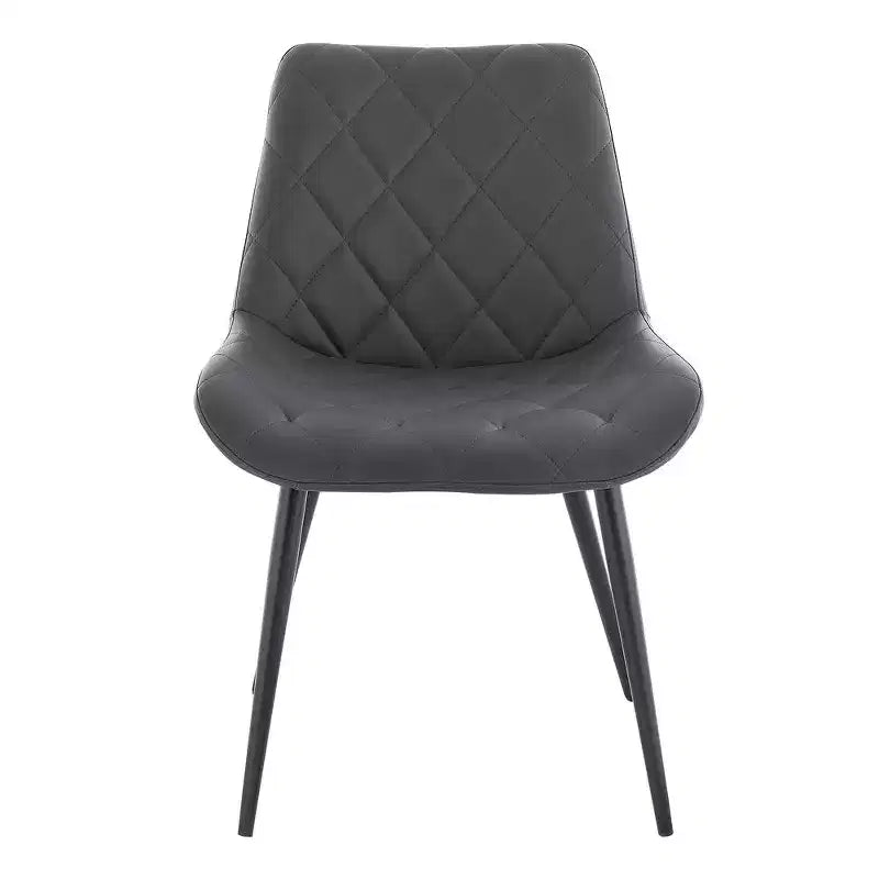 Armen Living,Loralie Gray Faux Leather and Black Metal Dining Chairs - Set of 2