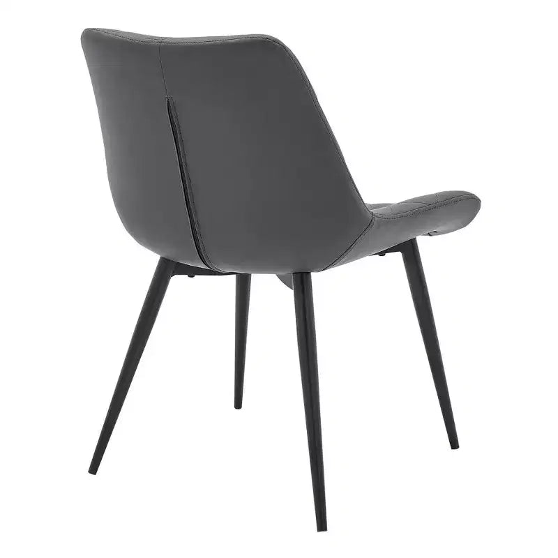 Armen Living,Loralie Gray Faux Leather and Black Metal Dining Chairs - Set of 2