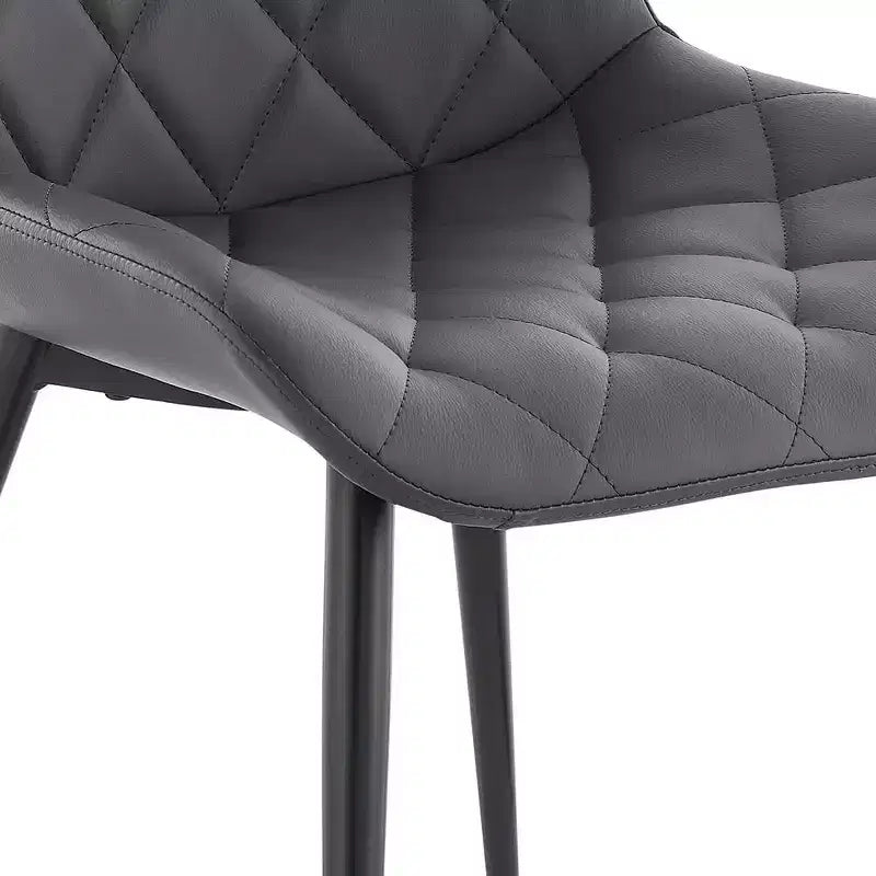 Armen Living,Loralie Gray Faux Leather and Black Metal Dining Chairs - Set of 2