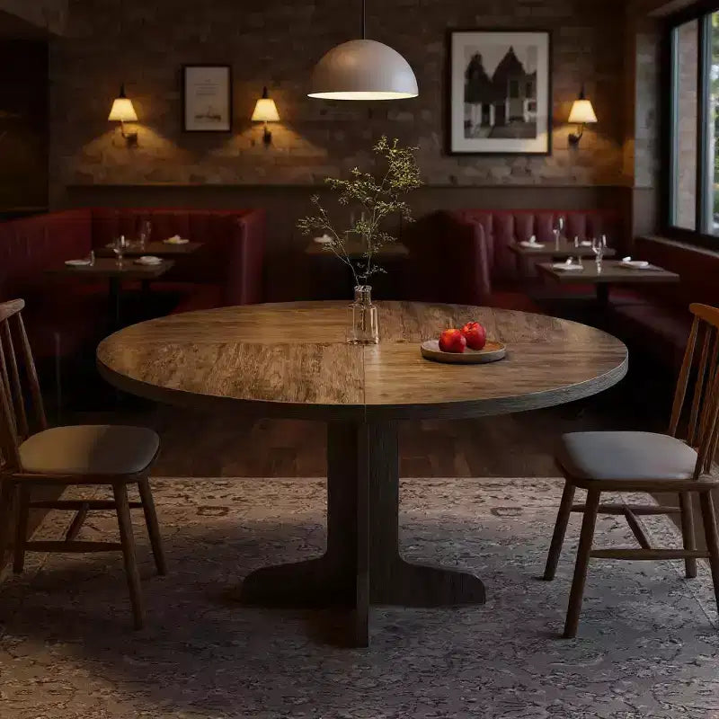 GustoWave 47 in Round Dining Table, with Wooden Tabletop