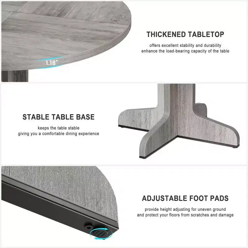 GustoWave 47 in Round Dining Table, with Wooden Tabletop