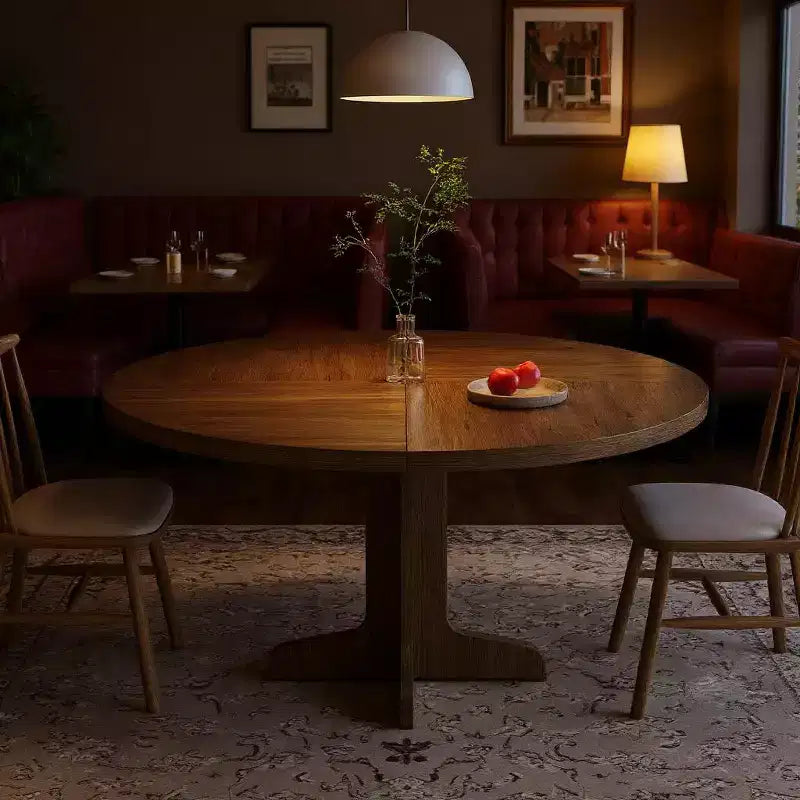 GustoWave 47 in Round Dining Table, with Wooden Tabletop