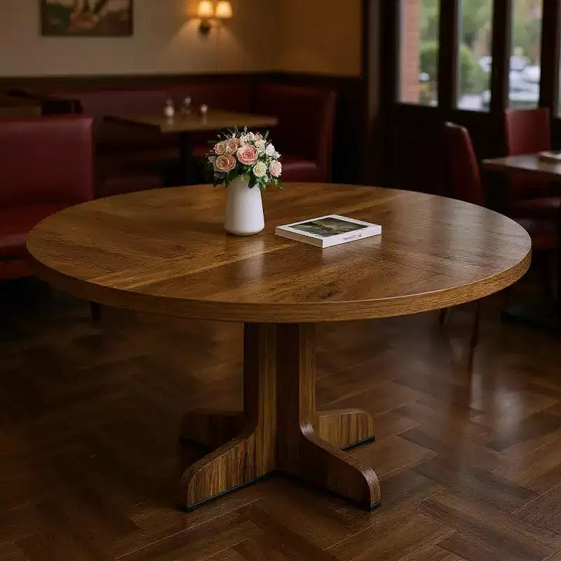 GustoWave 47 in Round Dining Table, with Wooden Tabletop