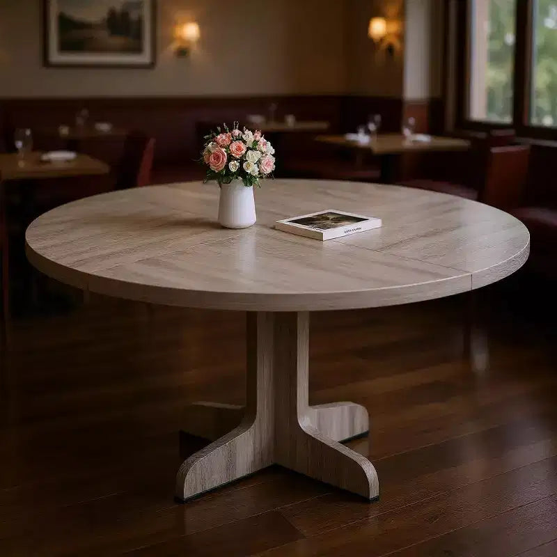 GustoWave 47 in Round Dining Table, with Wooden Tabletop