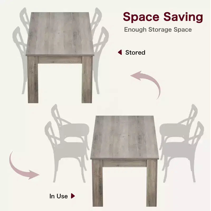GustoWave 63 Wood Farmhouse Dining Table, for 4-6,Regular Tabletop