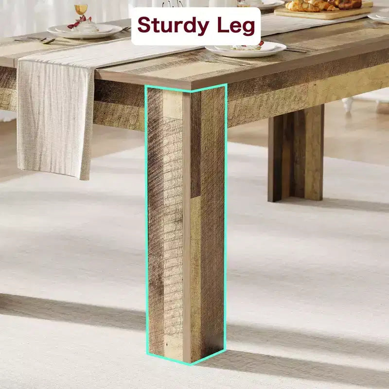 GustoWave 63 Wood Farmhouse Dining Table, for 4-6,Regular Tabletop