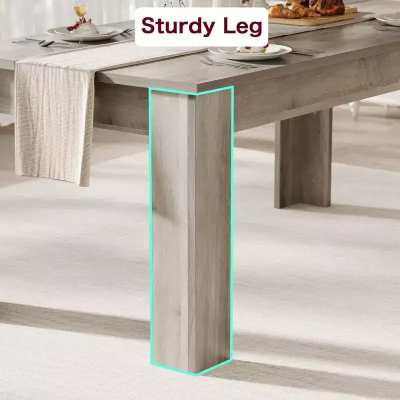 GustoWave 63 Wood Farmhouse Dining Table, for 4-6,Regular Tabletop
