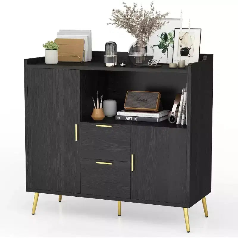 Modern Storage Cabinet, 2 Doors & 2 Drawers Sideboard Buffet, 39 Wide Compact Coffee Bar Station for Kitchen, Living Room, Dining Room