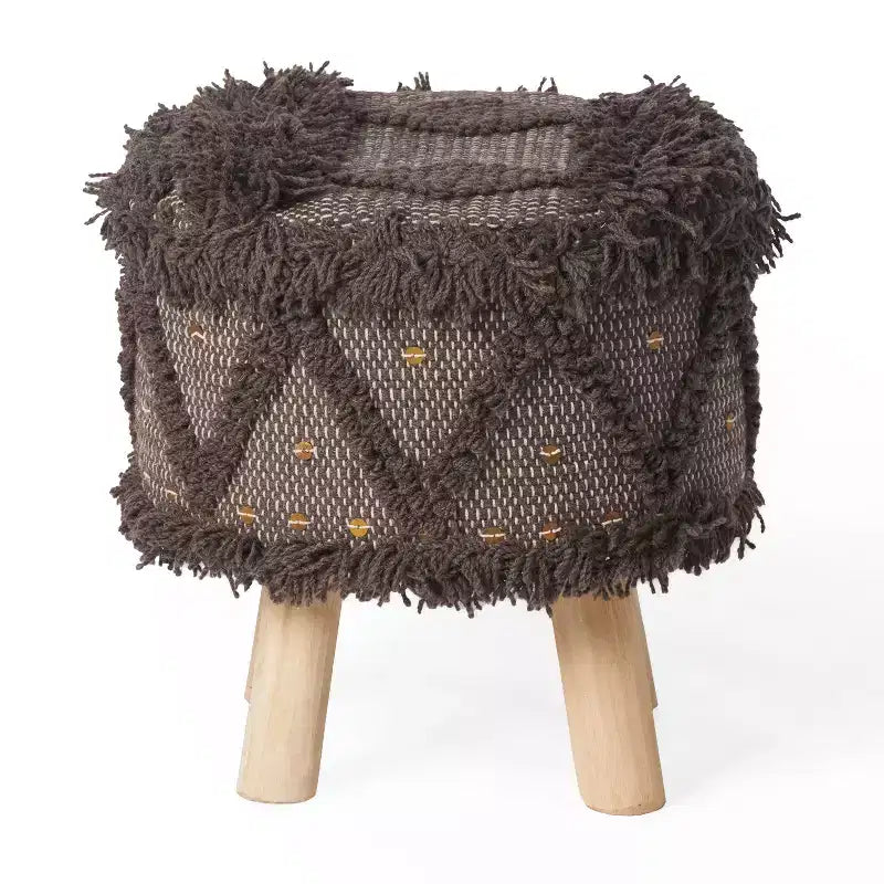 GDFStudio Edene Boho Handmade Fabric Stool with Metal Accents