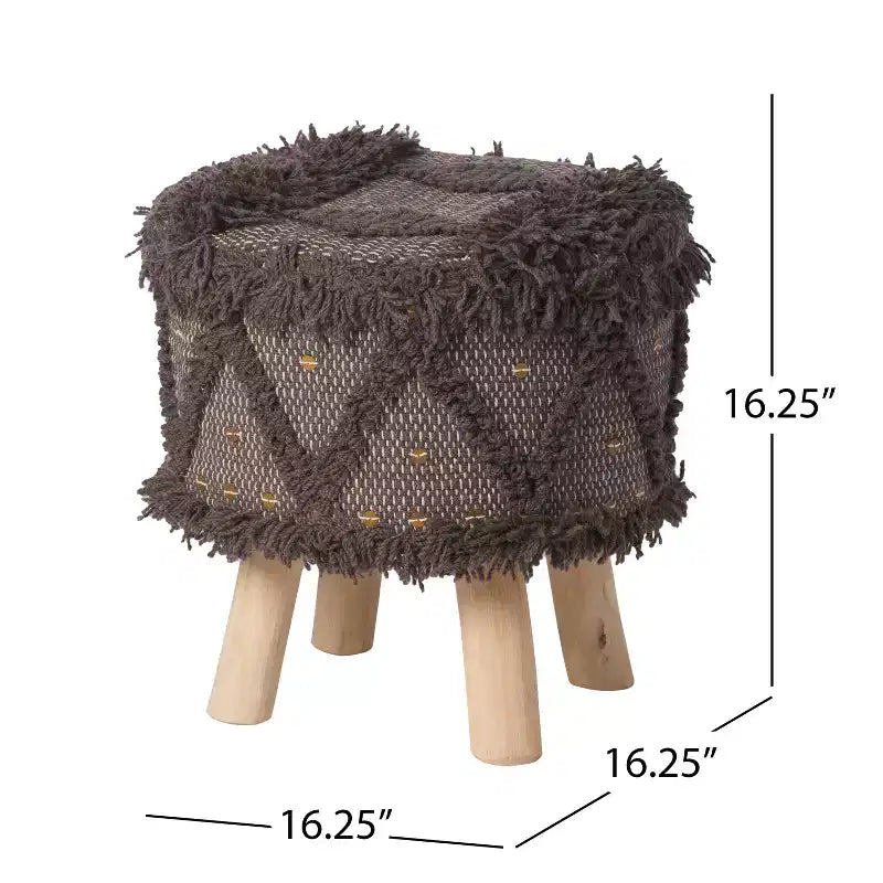 GDFStudio Edene Boho Handmade Fabric Stool with Metal Accents