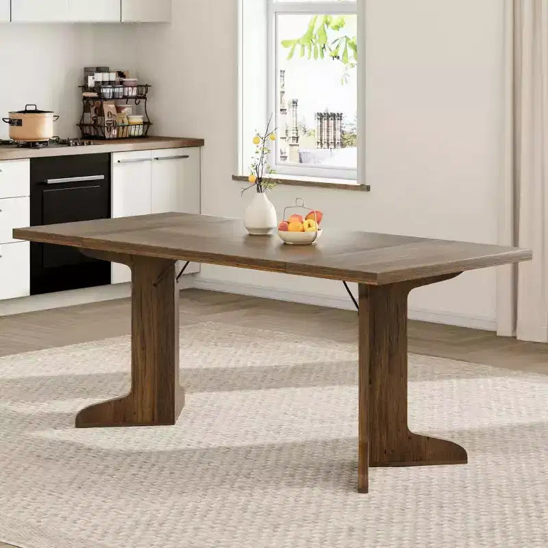 GustoWave 71.1 Farmhouse Rectangle Kitchen Table, with Thicken Tabletop
