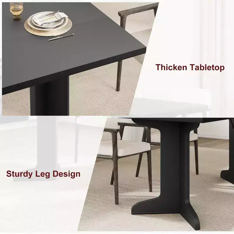 GustoWave 71.1 Farmhouse Rectangle Kitchen Table, with Thicken Tabletop
