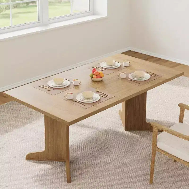 GustoWave 71.1 Farmhouse Rectangle Kitchen Table, with Thicken Tabletop