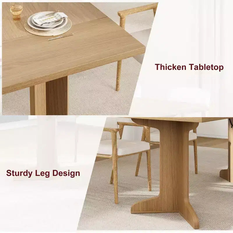 GustoWave 71.1 Farmhouse Rectangle Kitchen Table, with Thicken Tabletop