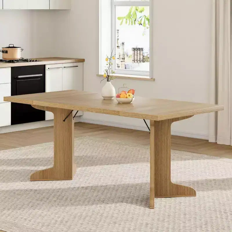 GustoWave 71.1 Farmhouse Rectangle Kitchen Table, with Thicken Tabletop