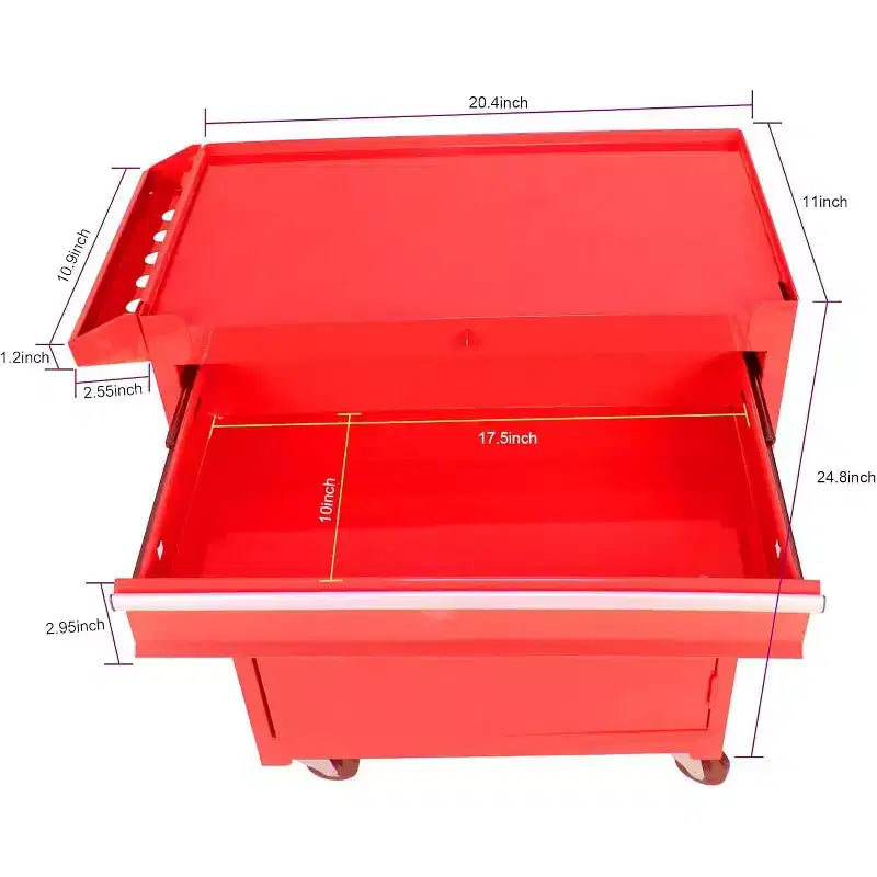 Heavy-Duty 5-Drawer Tool Chest, Rolling Metal Cabinet with 4 Wheels, Adjustable Shelf Storage, 100KG Capacity for Workshop Garage