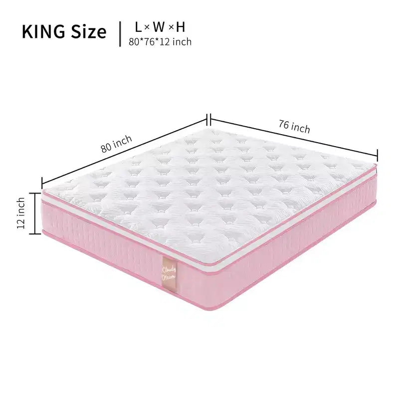 GDFStudio Cecil 12 Memory Foam Cool Knitted Cover Individual Pocket Hybrid Mattress