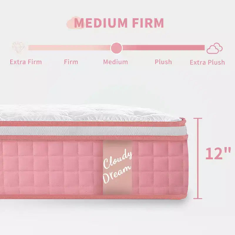 GDFStudio Cecil 12 Memory Foam Cool Knitted Cover Individual Pocket Hybrid Mattress