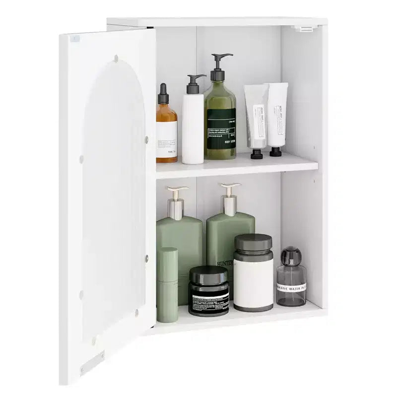 Costway Bathroom Wall Cabinet Medicine Cabinet with Tempered Glass Door & Adjustable Shelf White/Black/Brown/Gray/Natural