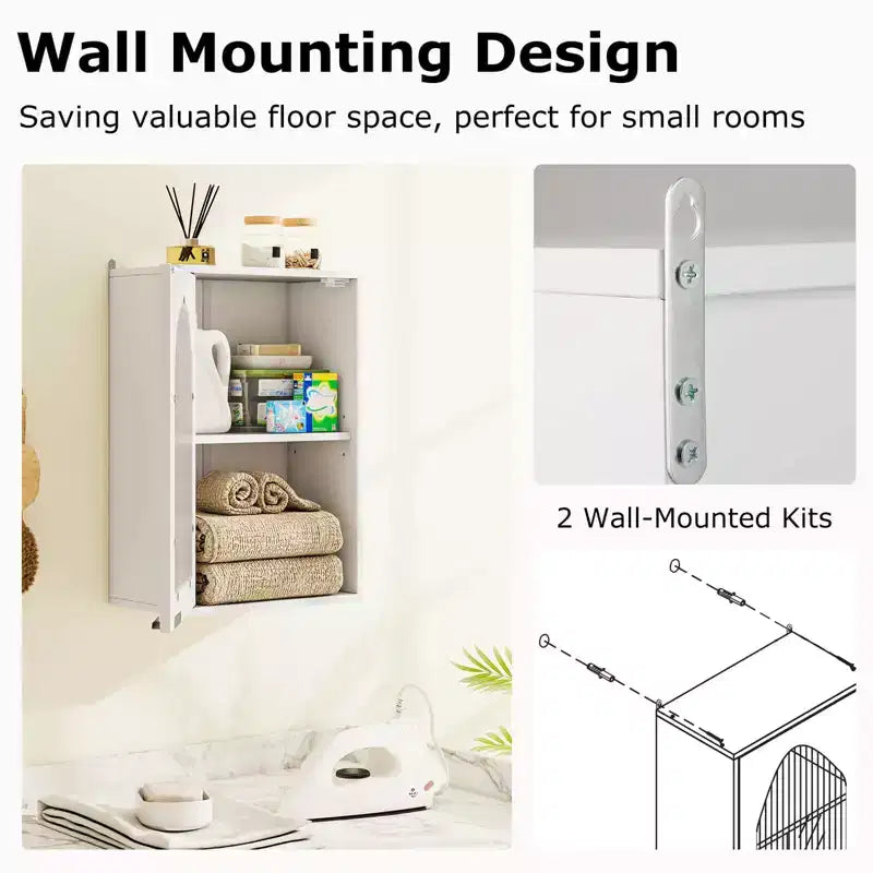 Costway Bathroom Wall Cabinet Medicine Cabinet with Tempered Glass Door & Adjustable Shelf White/Black/Brown/Gray/Natural