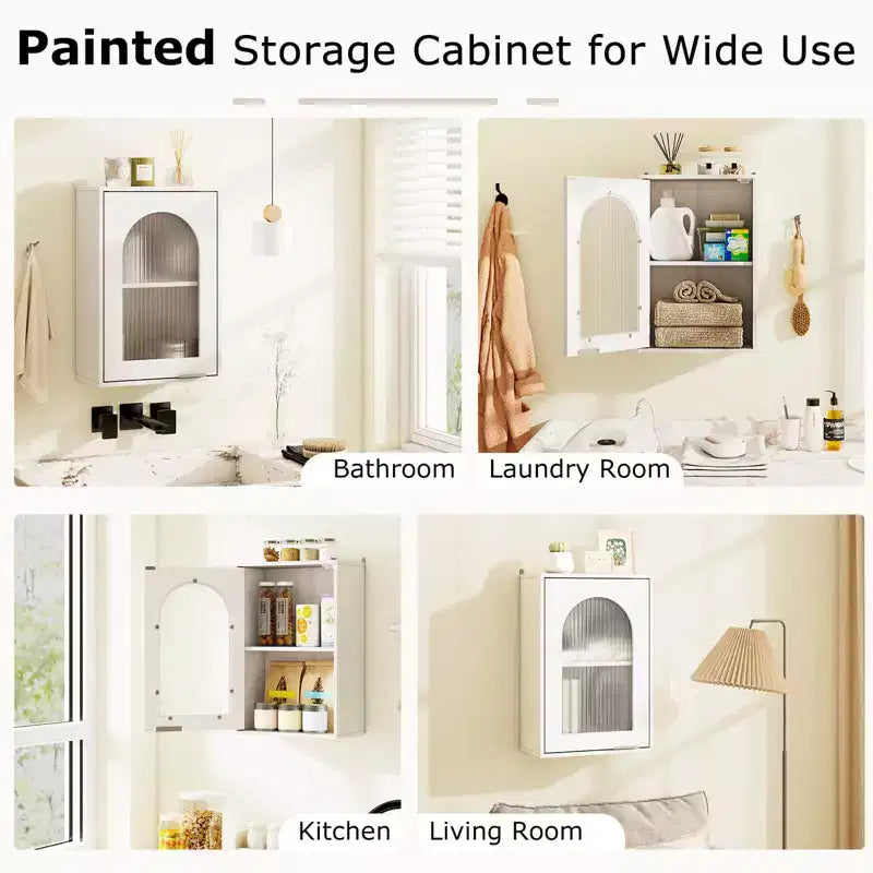 Costway Bathroom Wall Cabinet Medicine Cabinet with Tempered Glass Door & Adjustable Shelf White/Black/Brown/Gray/Natural